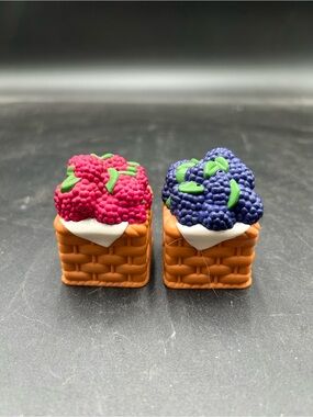 Miniature Fruit Basket salt and pepper shakers- Raspberry & Blackberry